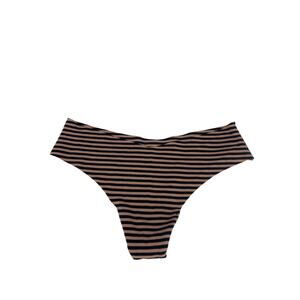 Aerie Stripped Cotton Black Beige Thong Underwear XS